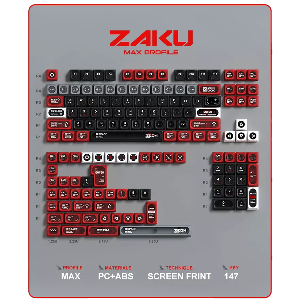 Red and black keyboard keycap set
