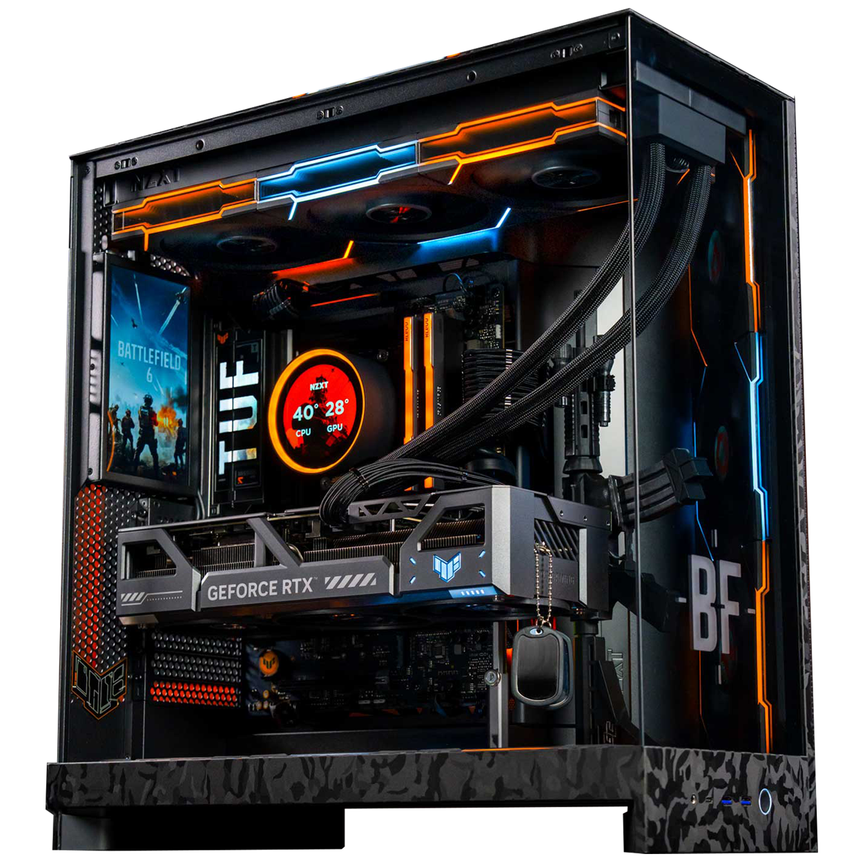 Battlefield gaming PC with RGB lighting